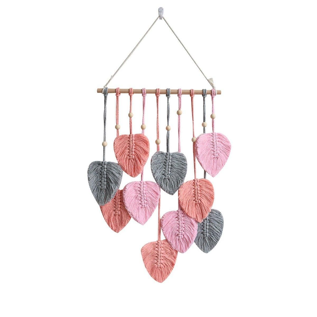 Handmade Cotton Rope Leaf Wall Hanging - Pink